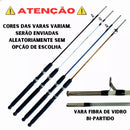 Kit de Pesca Vara Fibra de Vidro Maciça + Molinete e Drag