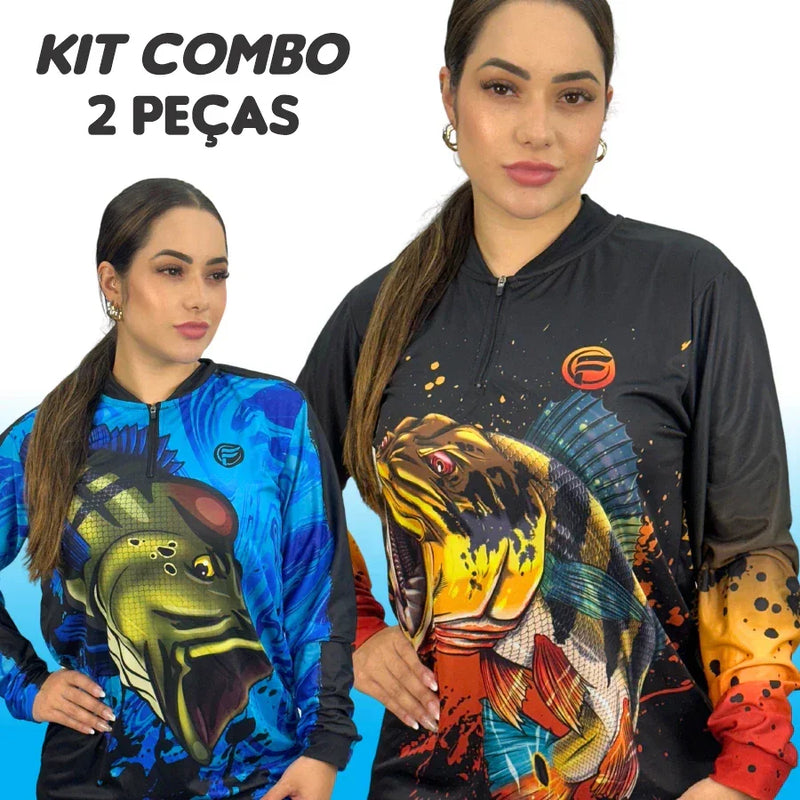 Kit com 2 Camisas de Pesca Dryfit Tucunaré