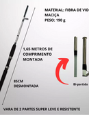 Kit de Pesca Vara Fibra de Vidro Maciça + Molinete e Drag