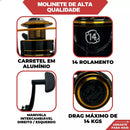 Kit de Pesca Vara Fibra de Vidro Maciça + Molinete e Drag