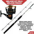 Kit de Pesca Vara Fibra de Vidro Maciça + Molinete e Drag